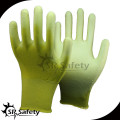 SRSAFETY yellow pu coated gloves with kint wrist